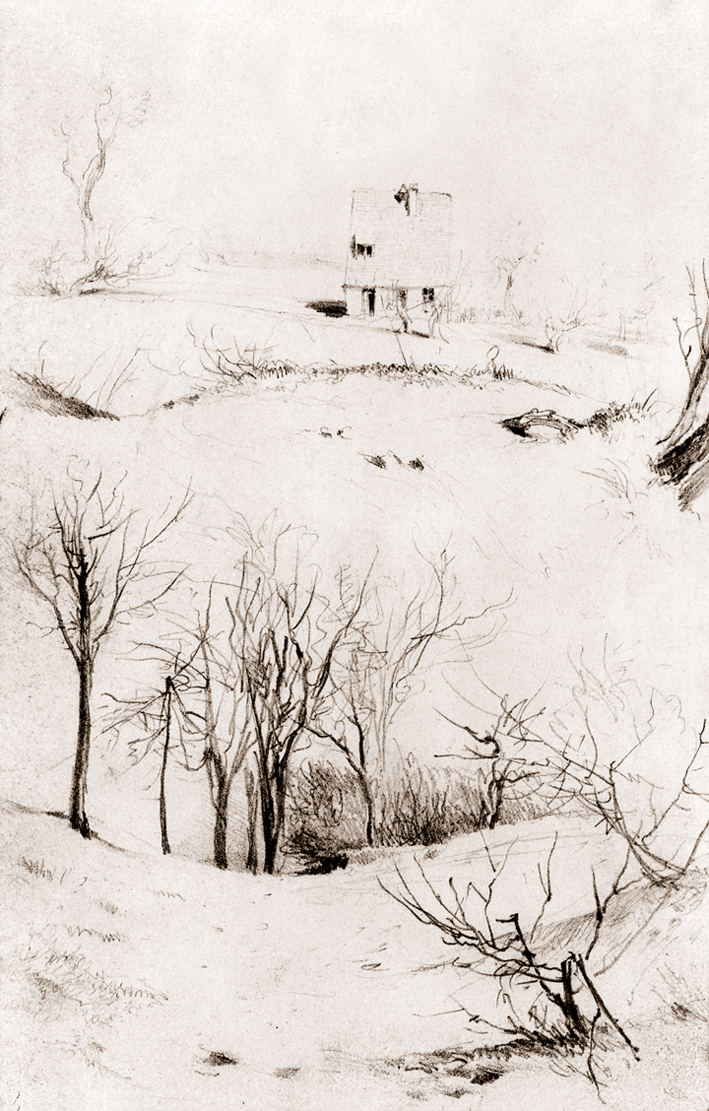  Adolpyh Von Menzel —— 房屋与灌木